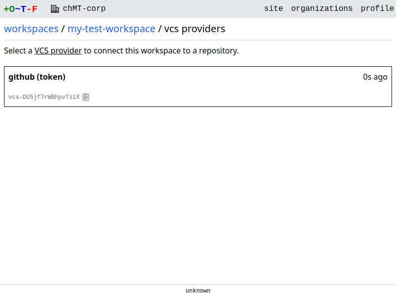 workspace vcs providers list